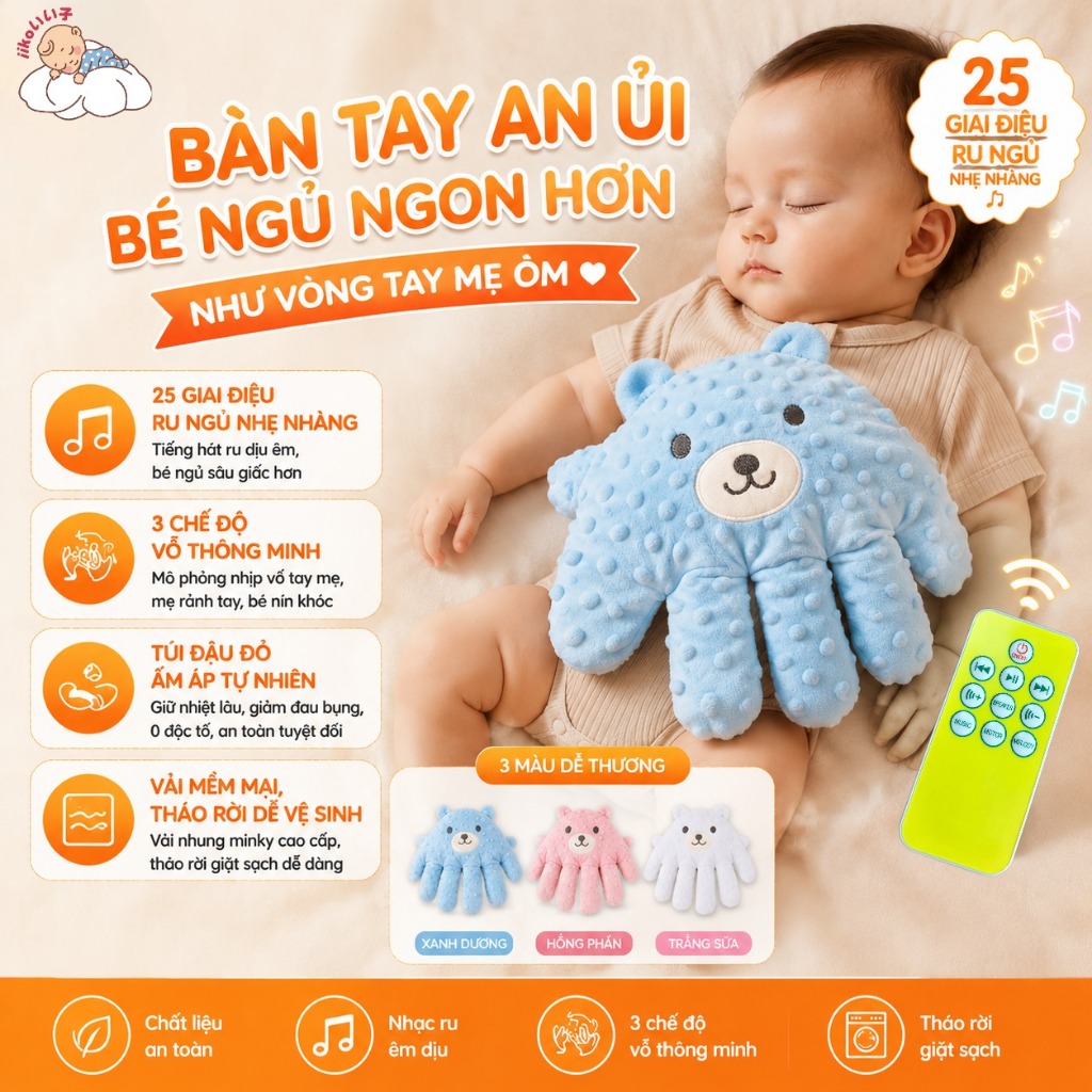 Bàn Tay iiko Bé Giảm Quấy Khóc-Vải A-class An Toàn Sưởi ấm+vỗ Tan Phiền Muộn Bé Bình Tĩnh Ngủ Sâu