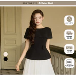 [DEAL XẢ KHO] BBSTORE'S Áo Kiểu Tiệc Cotton Cổ Thuyền Kèm Tag Hoa - AAH05A — ảnh 1