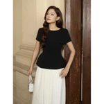 [DEAL XẢ KHO] BBSTORE'S Áo Kiểu Tiệc Cotton Cổ Thuyền Kèm Tag Hoa - AAH05A — ảnh 4