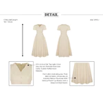 BBSTORE'S Đầm Xòe Công Sở Cotton Dài Cổ V Lá Cổ Lật Tay Ngắn - DAH21A — ảnh 3