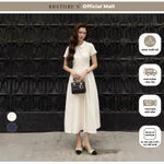 BBSTORE'S Đầm Xòe Công Sở Cotton Dài Cổ Sen Nhọn, 2 Hàng Nút Kiểu - DAH22B — ảnh 1