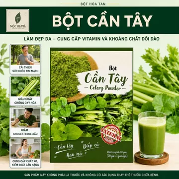 Bột Cần Tây -Rau Diếp Cá, Rau Má, Hộp 20 Gói ,Dạng Bột Hòa Tan Vị Rau Xanh Thanh Nhẹ,Bổ Sung Thức Uống Rau Xanh