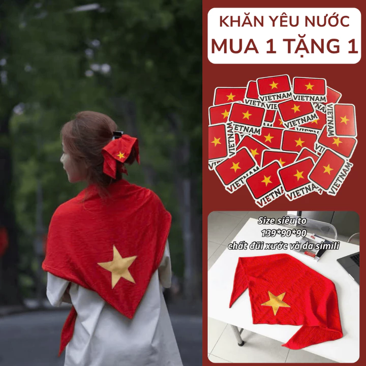 [CÓ BÁN SỈ] Khăn cờ đỏ sao vàng, Khăn 2 lớp, Khăn cờ tổ quốc, Khăn cờ Việt Nam, Khăn cờ 2/9 Việt Nam, Khăn yêu nước