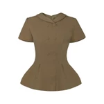 [DEAL XẢ KHO] BBSTORE'S Áo Kiểu Công Sở Cotton Cổ V Nhỏ Tay Ngắn - AAH25T — ảnh 7
