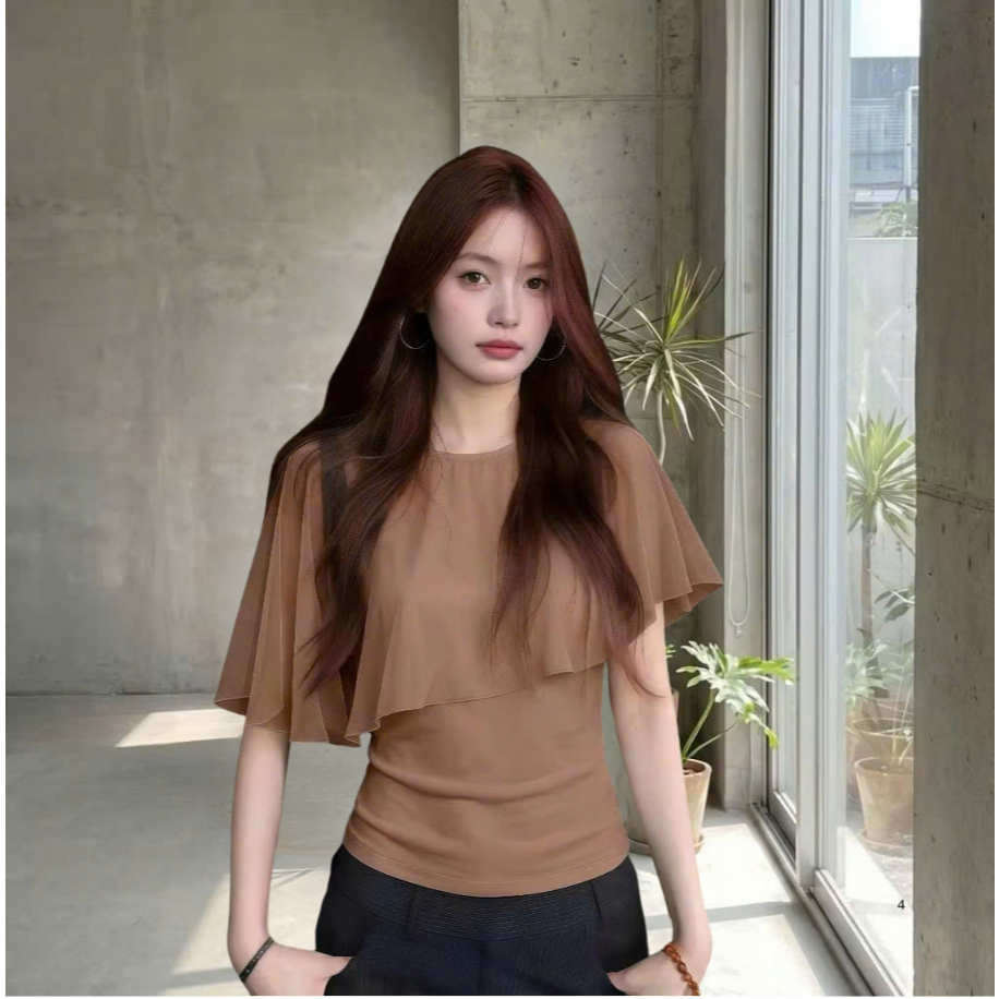Áo thun phối lưới phủ vai chất liệu thun cotton co giãn 4 chiều KINI-Style | BigBuy360 - bigbuy360.vn