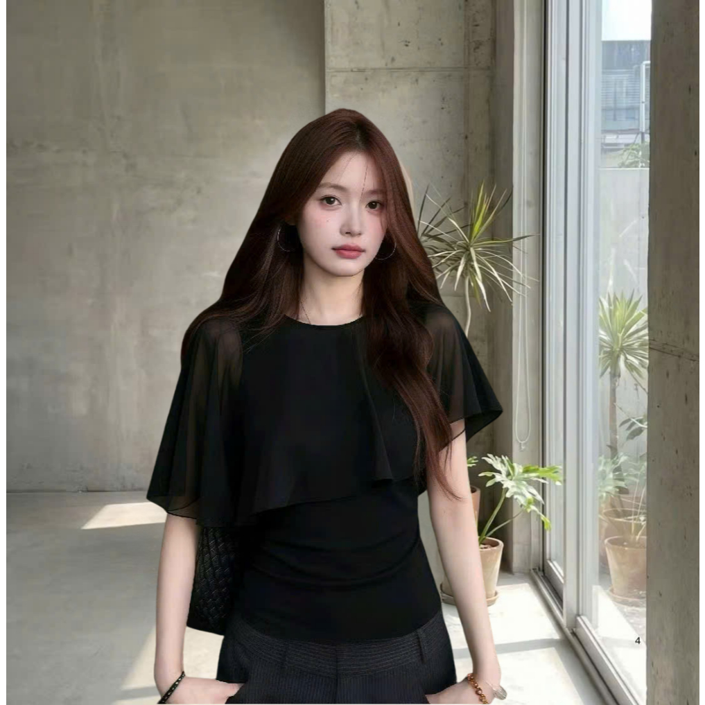 Áo thun phối lưới phủ vai chất liệu thun cotton co giãn 4 chiều KINI-Style | BigBuy360 - bigbuy360.vn