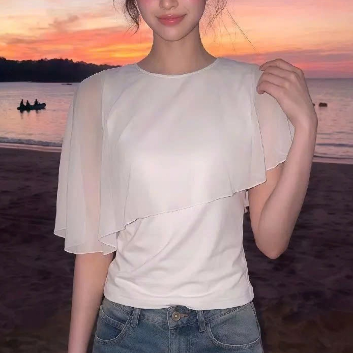 Áo thun phối lưới phủ vai chất liệu thun cotton co giãn 4 chiều KINI-Style | BigBuy360 - bigbuy360.vn
