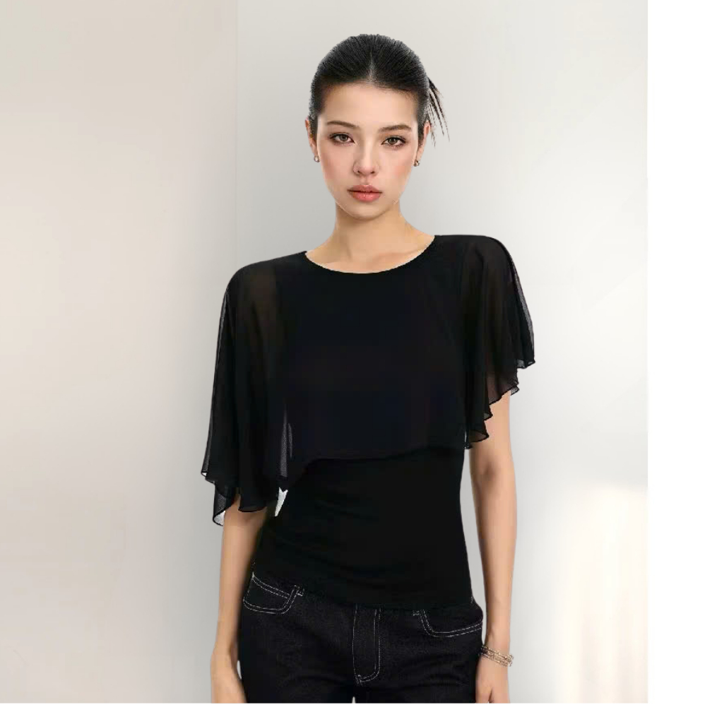 Áo thun phối lưới phủ vai chất liệu thun cotton co giãn 4 chiều KINI-Style | BigBuy360 - bigbuy360.vn