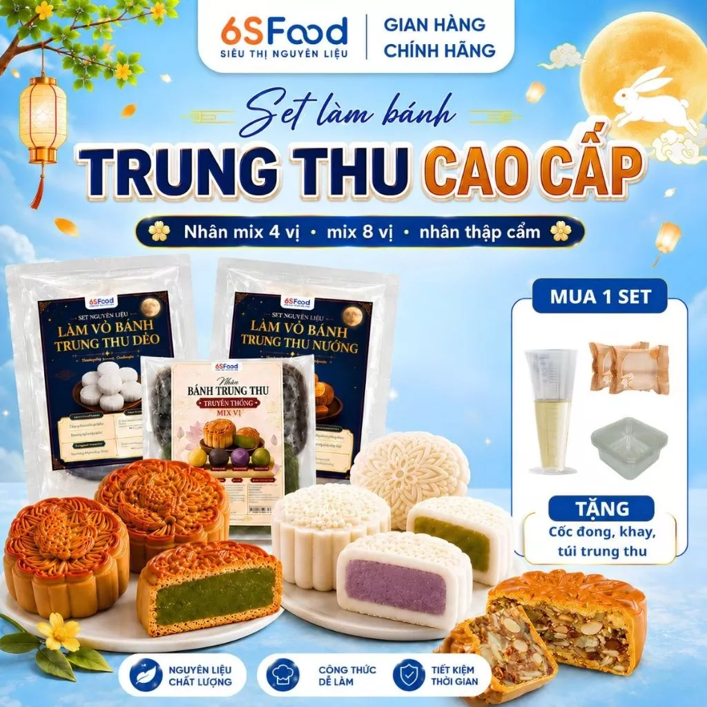 Set Nguyên Liệu Làm Bánh Trung Thu Nướng/ Dẻo Cao Cấp Nhân Thập Cẩm, Nhân Mix 4 Vị, 8 Vị-6SFOOD