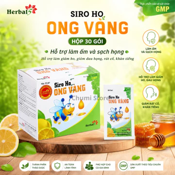 Siro Ho Ong Vàng Thảo Dược Việt Hỗ Trợ Giảm Ho, Giữ Ấm, Giải Cảm Hộp 30 Gói
