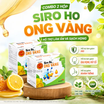 [Combo 2 Hộp] Siro Ho Ong Vàng Thảo Dược Việt Hỗ Trợ Giảm Ho, Giữ Ấm, Giải Cảm Hộp 30 Gói
