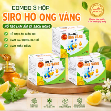[Combo 3 Hộp] Siro Ho Ong Vàng Thảo Dược Việt Hỗ Trợ Giảm Ho, Giữ Ấm, Giải Cảm Hộp 30 Gói