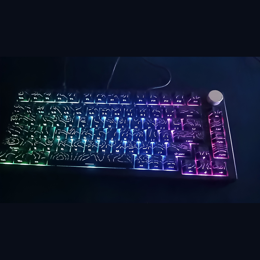Keycap Contour Full Phím | Hoạ Tiết Đường Viền Topographic, Xuyên Led Đẹp | Profile Cherry 134 Nút | BigBuy360 - bigbuy360.vn
