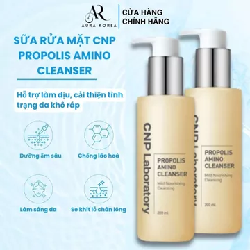Sữa Rửa Mặt Keo Ong CNP Propolis Amino Cleanser Làm Sạch Dịu Nhẹ Cấp Ẩm Dưỡng Sáng Chiết Xuất Keo Ong 200ml | AURA KOREA