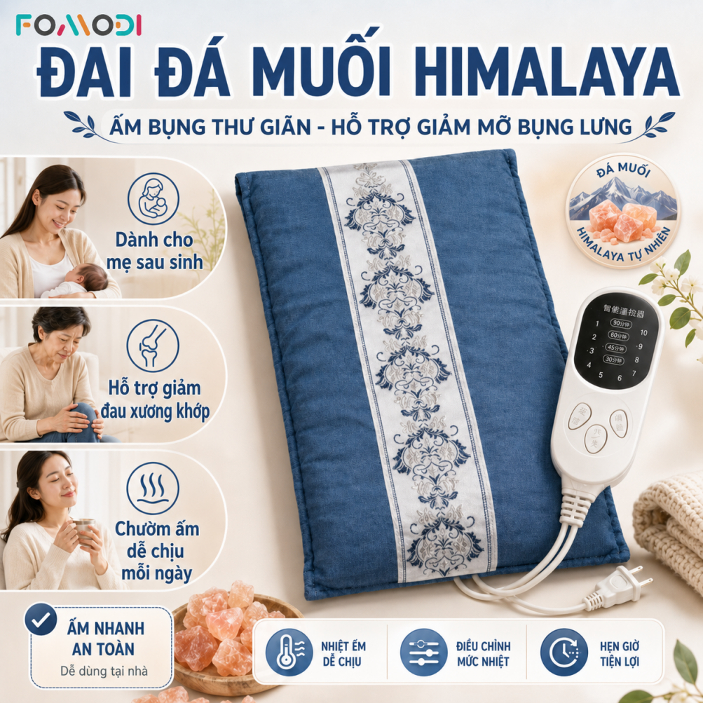 Túi chườm nóng đá muối Hymalaia Fomodi cho mẹ sau sinh và giảm đau xương khớp làm nóng đẩy khí hàn