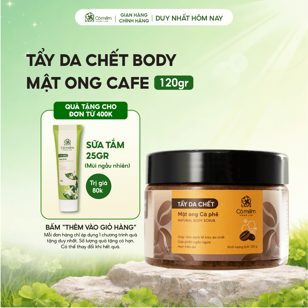 Hũ Tẩy Da Chết Body Mật Ong Cà Phê Làm Sạch Da Cho Da Mịn Màng Sáng Sạch Cỏ Mềm 120g