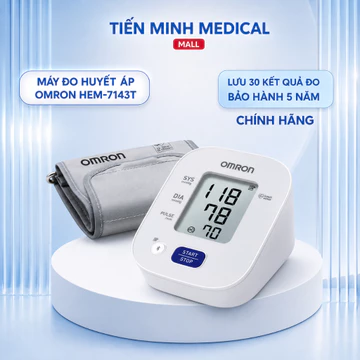 Máy đo huyết áp tự động OMRON Hem-7143T/EZ BT Large | HEM-7183T1-L lưu kết quả 30 lần đo kết nối Bluetooth