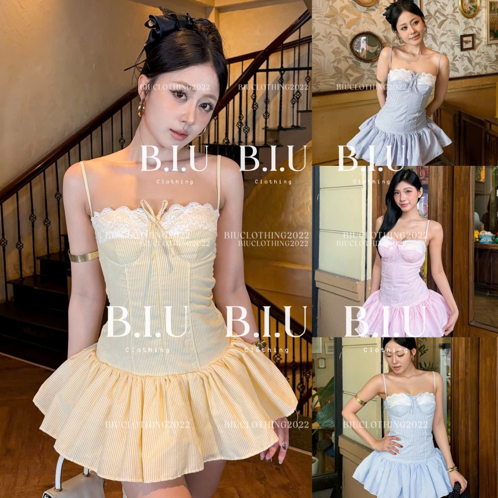 Đầm dây ren ngực dáng ôm tà đuôi cá xòe dễ thương xinh yêu Vyc Dress Biu Clothing BB0577