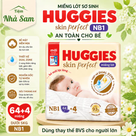 Miếng Lót Sơ Sinh Huggies NB1 64+4