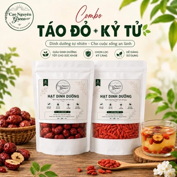Combo Táo Đỏ + Kỷ Tử Cao Nguyên Green . Táo Đỏ Khô, Kỷ Tử Đỏ, Pha Trà, Chưng Yến, Hầm Canh