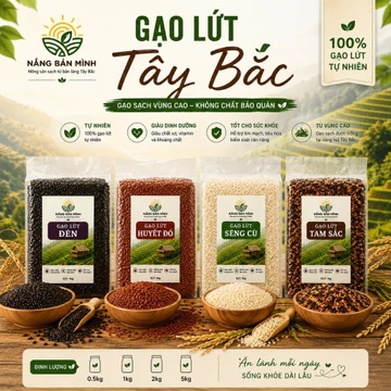 Gạo Lứt Nắng Bản Mình - Lứt Đen, Lứt Huyết Đỏ, Lứt Séng Cù, Lứt Tam Sắc - Túi 1kg/2kg/5kg - Healthy