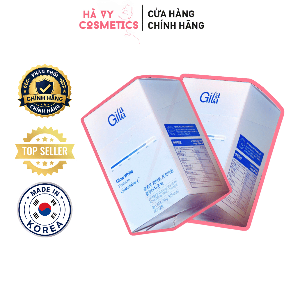 Combo 2 Hộp Thực phẩm bổ sung Gilaa Glow White Premium Glutathione C (3g x60 gói) - Ngậm Dưới Lưỡi