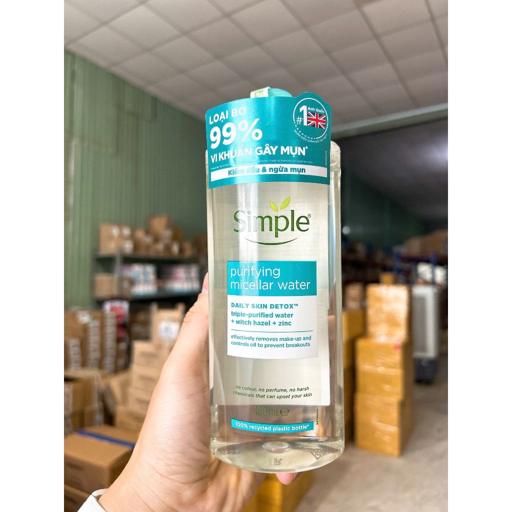 [Tem Phụ] Nước Tẩy Trang Simple MICELLAR WATER 400ml Làm Sạch Sâu Dịu Nhẹ Màu Xanh Dương, Xanh Lá Phù Hợp Da Nhạy Cảm | BigBuy360 - bigbuy360.vn