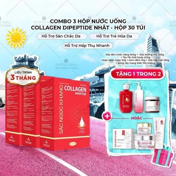 [ combo 3 hộp] Nước uống COLLAGEN sắc ngọc khang (Hộp 30 gói), collagen từ Nitta Gelatin nhật bản, làn da trắng mịn màng