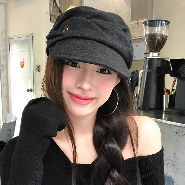 CV169 Mũ Beret Nữ Hàn Quốc Có Lưỡi Trai Thời Trang Thu Đông Phong Cách Vintage