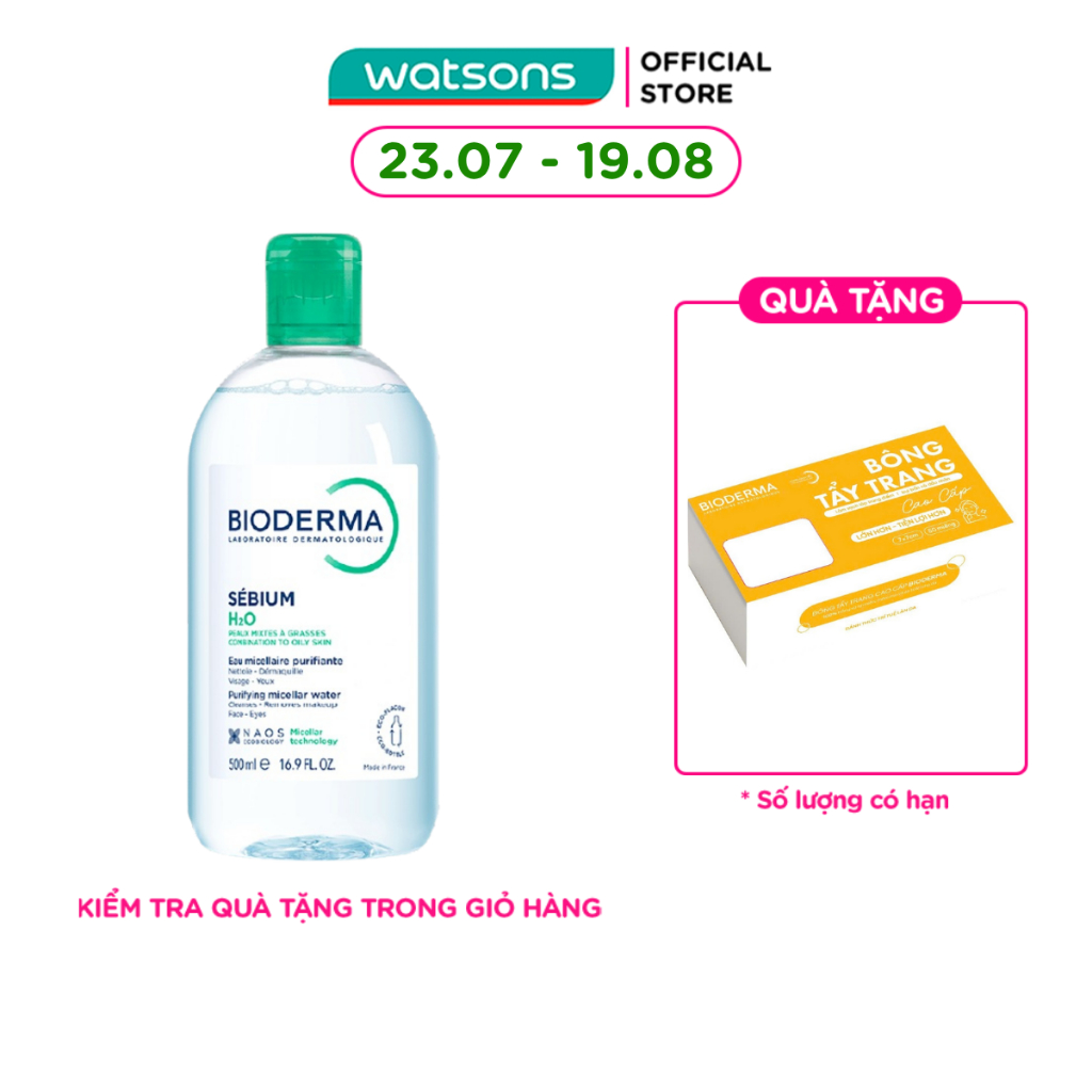 Nước Tẩy Trang Dành Cho Da Nhờn Và Da Mụn Bioderma Sebium H20 500ml