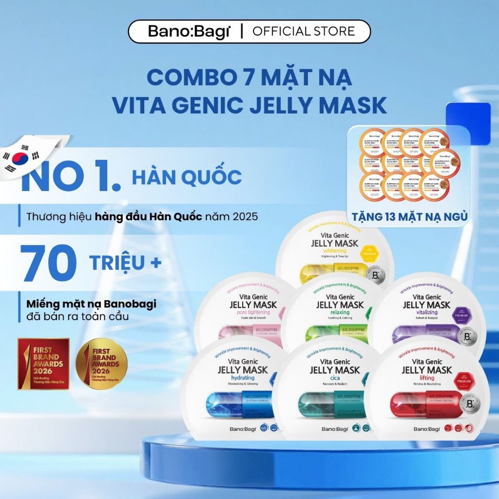 [ MUA 7 TẶNG 13 mask ngủ ] COMBO 7 Mặt Nạ BANOBAGI Vita Genic Jelly Mask Hỗ Trợ Dưỡng Ẩm, Cải Thiện Làn Da 30ml