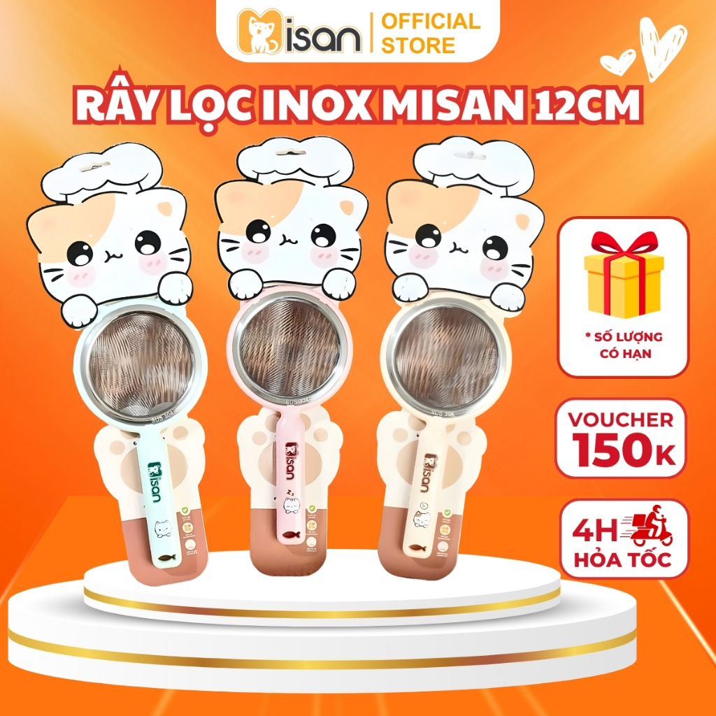 Rây Lọc Cháo Inox 304 Cho Bé Ăn Dặm Kitty The Chef Misan Lưới Siêu Mịn An Toàn