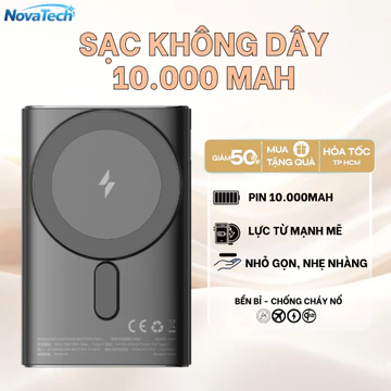 Sạc Dự Phòng Racadoy RCS1001M 10.000mAh – Sạc Nhanh Không Dây, An Toàn – Pin Dự Phòng Nhỏ Gọn