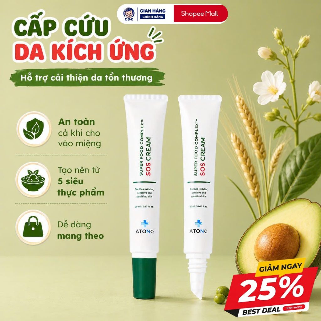 Kem dưỡng phục hồi SOS Cream ATONO2 làm dịu da nhanh chóng cho trẻ sơ sinh