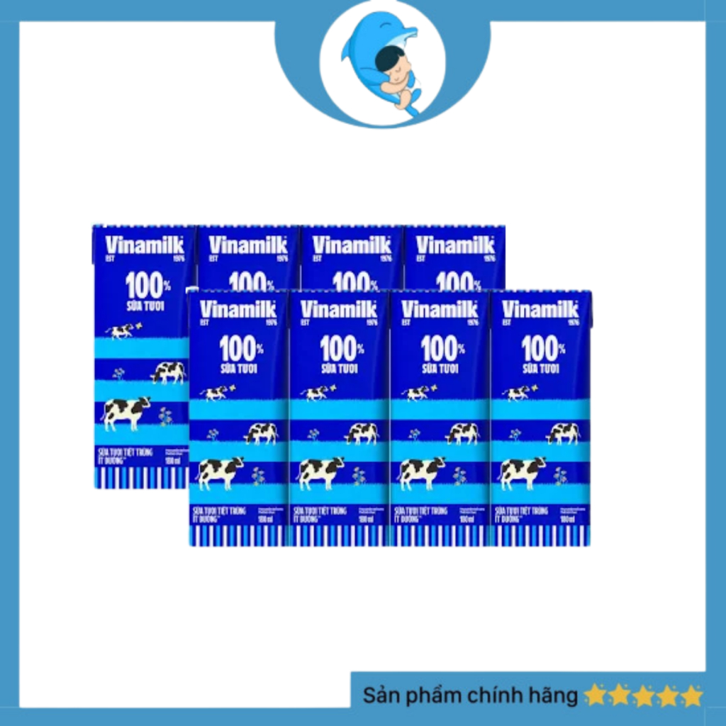 Vinamilk Sữa Tươi Tiệt Trùng Ít Đường 110ml/180ml Bổ Sung Canxi & Vitamin D3 MECAHEO