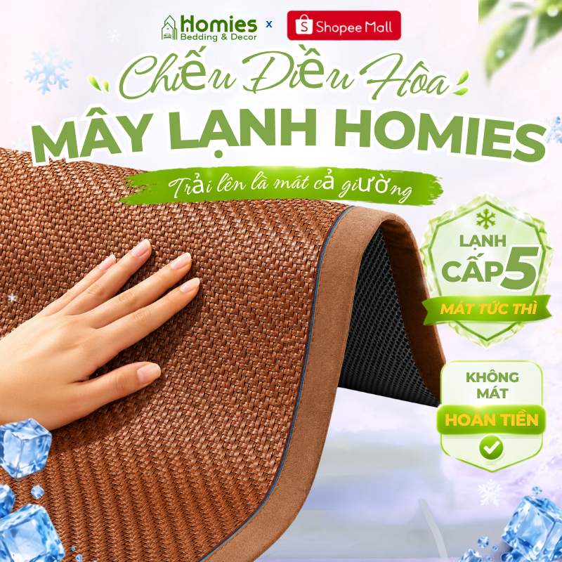 CHIẾU MÂY LẠNH ĐIỀU HÒA HOMIES Bedding & Décor mùa hè mát lạnh, Chiếu làm mát mây lạnh COOL mẫu mới
