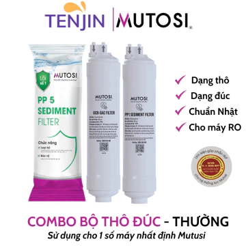Combo Thô Mutosi Gồm Lõi 1 PP 5 Micron Loại Thường Và Lõi 2 OCB Lõi 3 PP1 Micron Dạng Đúc Dùng Cho Máy Lọc Nước RO....