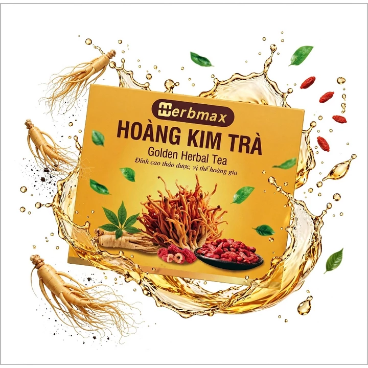 Trà Thảo Mộc Hoàng Kim Trà Herbmax Đông Trùng Hạ Thảo Táo Đỏ Kỷ Tử Hỗ Trợ Bồi Bổ Sức Khỏe Hộp 20 Túi Lọc