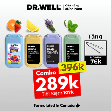 Combo Nước Rửa Tay Khô Dạng Xịt 𝐃𝐑.𝐖𝐄𝐋𝐋 30ml – Hương Cam Sả & Lavender, Làm Sạch Nhanh, Khô Thoáng