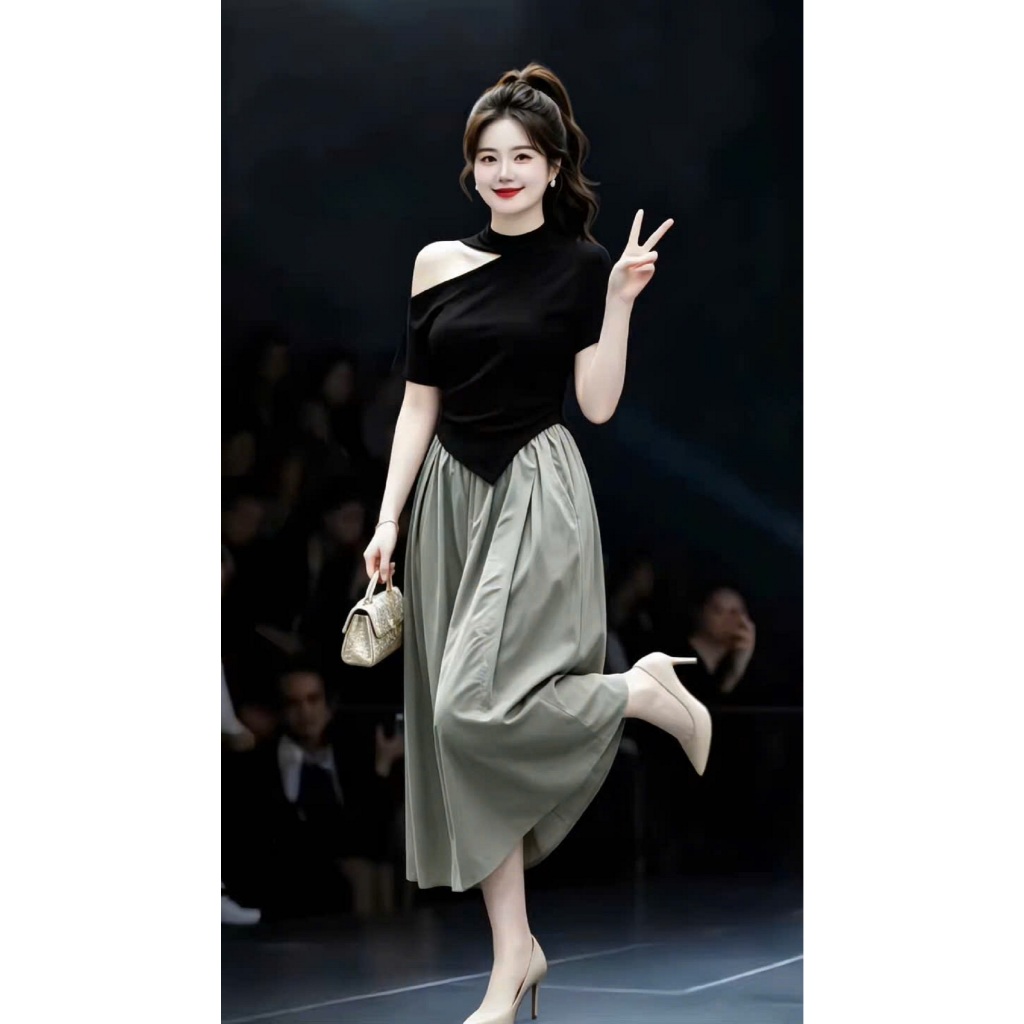 Áo Bigsize Nữ Tú Mỡ Áo Bigsize Thiết Kế Kiểu Cổ Cao Hở Vai Moni Đi Chơi Đi Tiệc Đủ Size 45-80kg AT0151 | BigBuy360 - bigbuy360.vn