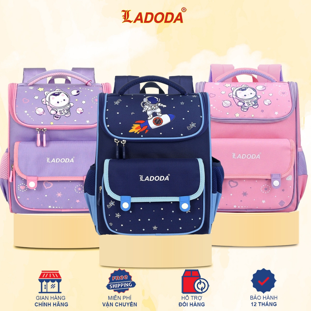 Cặp LADODA C167 hỗ trợ chống gù trượt nước nam nữ (18–30kg) tiểu học siêu nhẹ, thiết kế đáng yêu