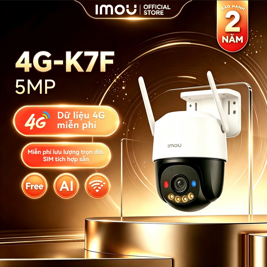 IMOU Camera Cruiser SC 4G【Miễn phí dữ liệu】 3MP/5MP I IPC-K7F-5M1T-X I Đèn cảnh báo xanh đỏ I Đàm thoại I Xoay 360