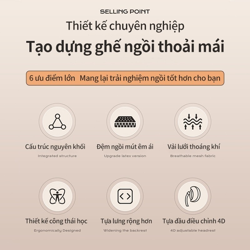 Ghế công thái học NOVA có tựa đầu xoay nâng hạ, đệm mút cao cấp, lưng rộng, chân thép chắc chắn | BigBuy360 - bigbuy360.vn