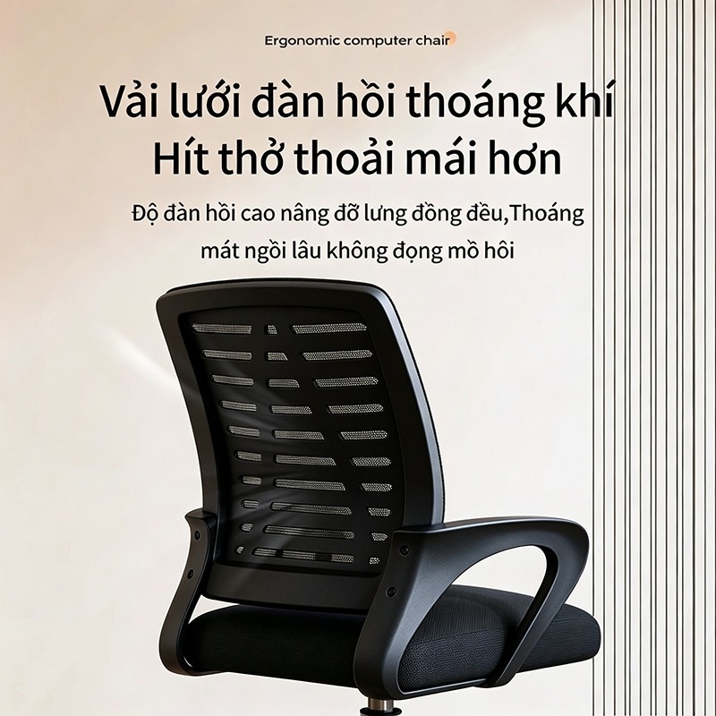 Ghế công thái học NOVA có tựa đầu xoay nâng hạ, đệm mút cao cấp, lưng rộng, chân thép chắc chắn | BigBuy360 - bigbuy360.vn