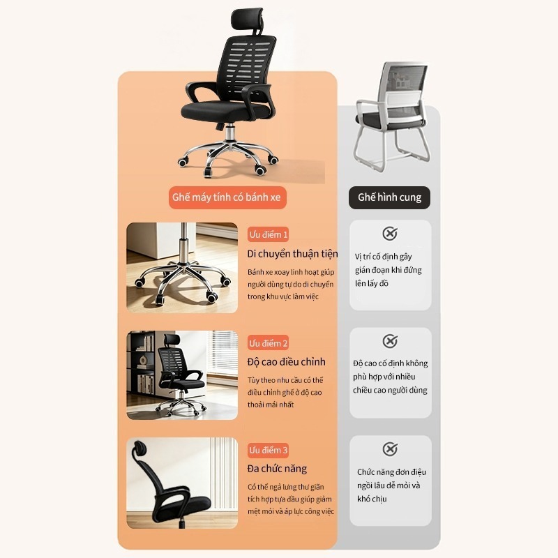 Ghế công thái học NOVA có tựa đầu xoay nâng hạ, đệm mút cao cấp, lưng rộng, chân thép chắc chắn | BigBuy360 - bigbuy360.vn