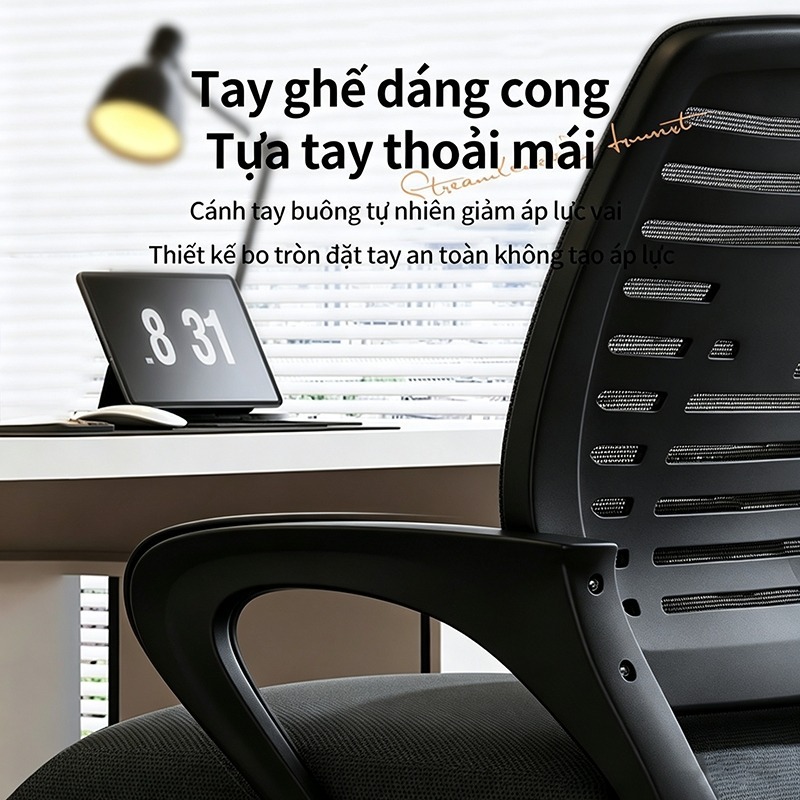 Ghế công thái học NOVA có tựa đầu xoay nâng hạ, đệm mút cao cấp, lưng rộng, chân thép chắc chắn | BigBuy360 - bigbuy360.vn