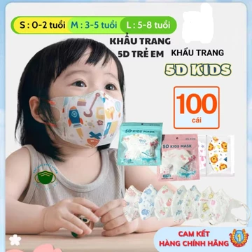 [Top Value] [Set 100 chiếc] Khẩu Trang 5D Mask Kids trẻ em- Khẩu trang 5D trẻ em 0-10 tuổi