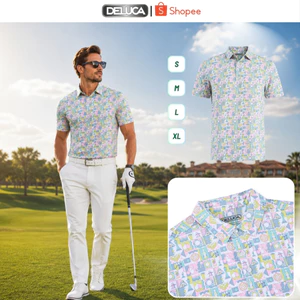 Áo Polo Golf Nam DELUCA HM49 Họa Tiết Cổ Sơ Mi Chính Hãng – Áo Polo Thể Thao Co Giãn Thấm Hút Mồ Hôi Cao Cấp