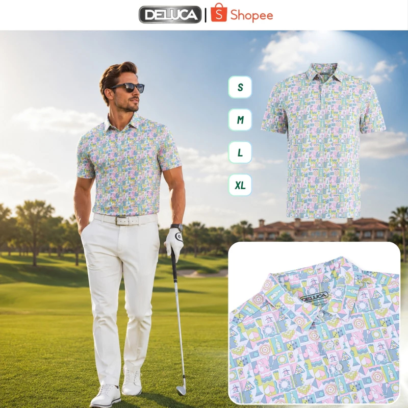 Áo Polo Golf Nam DELUCA HM49 Họa Tiết Cổ Sơ Mi Chính Hãng – Áo Polo Thể Thao Co Giãn Thấm Hút Mồ Hôi Cao Cấp — ảnh 1