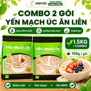 Combo 2 yến mạch 750g cán dẹt cán vỡ ăn liền giảm cân ONFOD ăn kiêng healthy eat clean